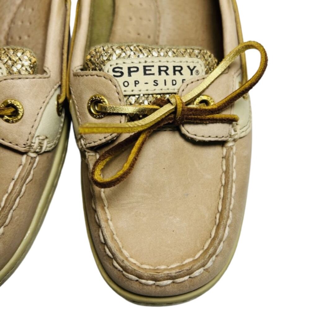 Sperry Metallic Glitter Gold Tan Angelfish TopSider Boat Shoes Loafers sz 8.5 - Picture 6 of 8